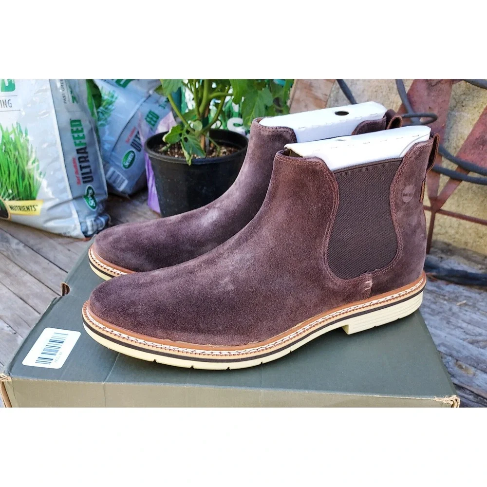 Timberland Boots Men's Size 10 Naples‎ Trail Chelsea Brown Suede Boots $130.00